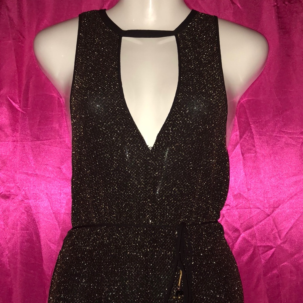 Shimmery gold black fishtail dress